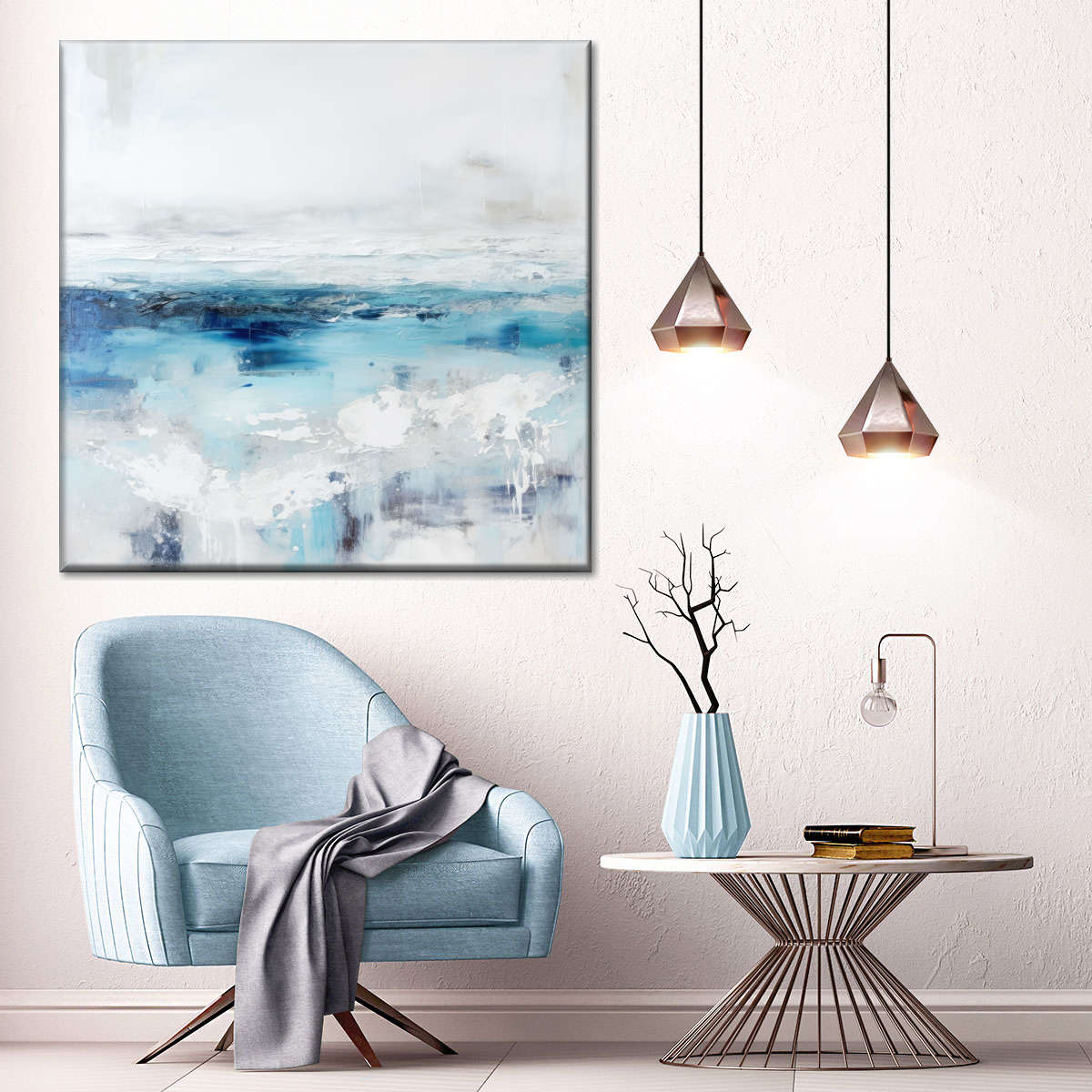 Abstract Coastal Blue Wall Art - Image 2