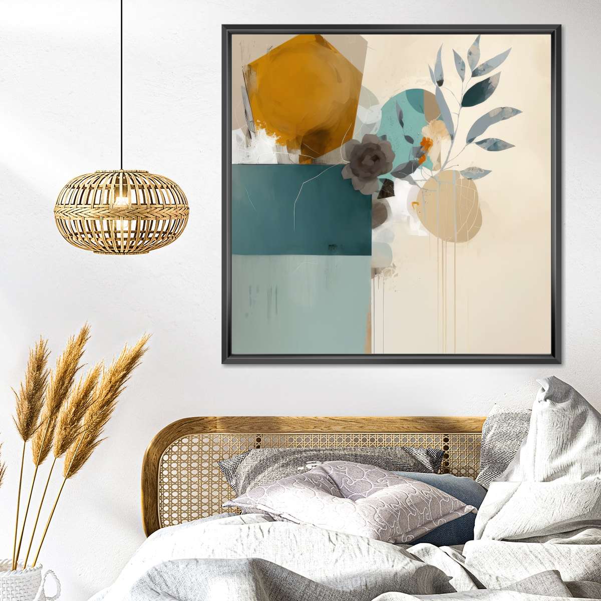 Abstracted Aqua Blooms Wall Art - Image 5