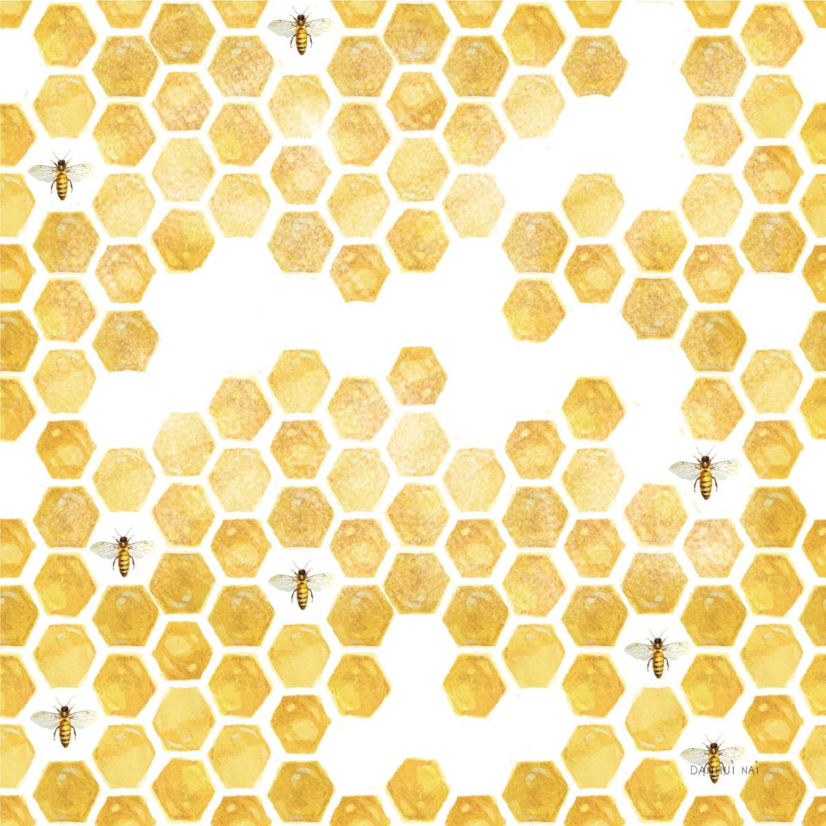 Bees And Blooms Pattern IV Wall Art - Image 2