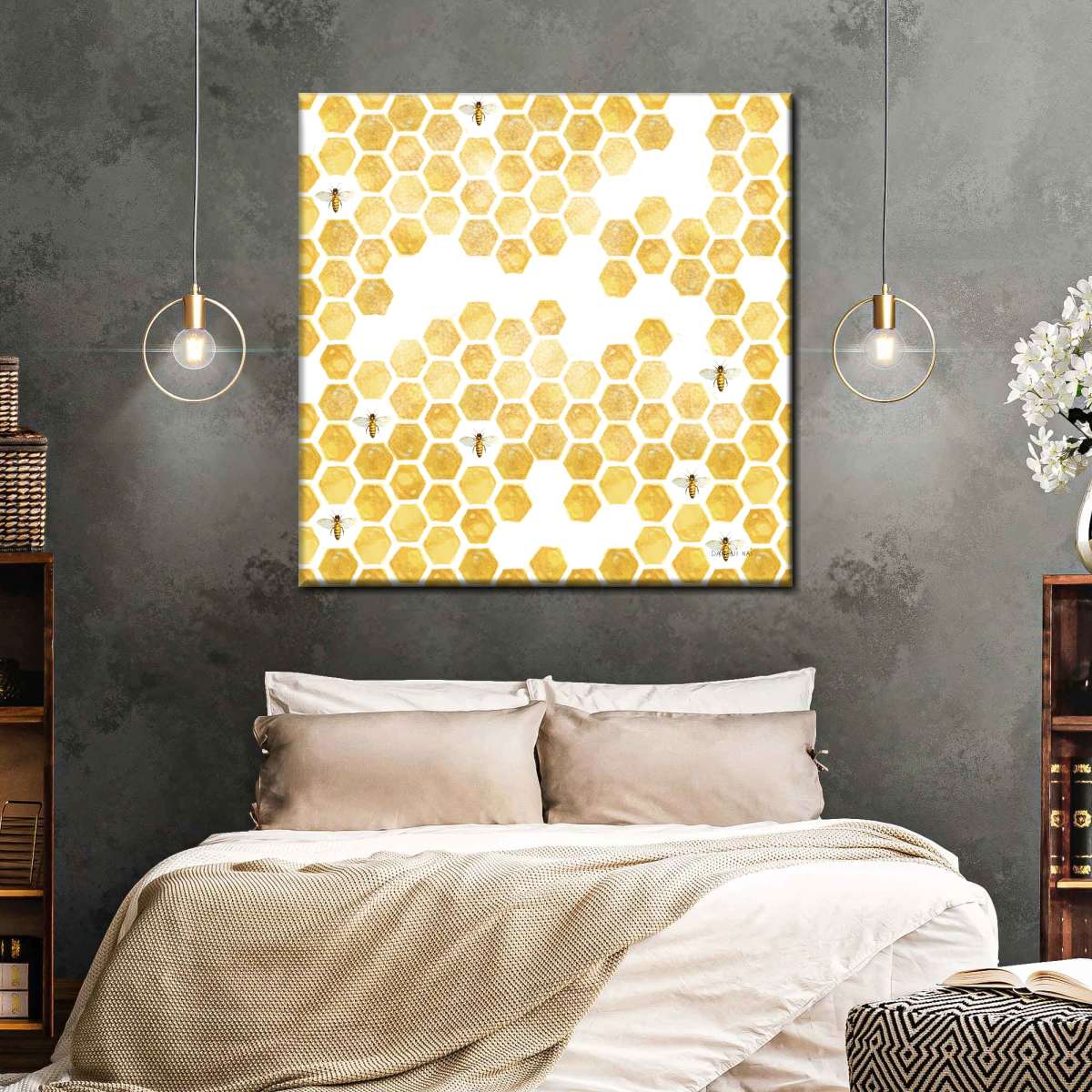Bees And Blooms Pattern IV Wall Art - Image 3