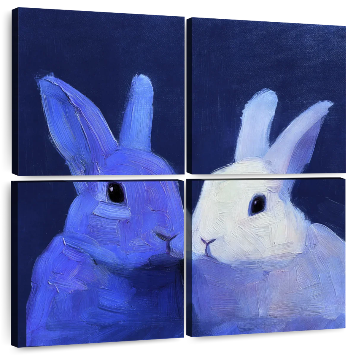 Blue and White Rabbit Pair Wall Art - Image 8
