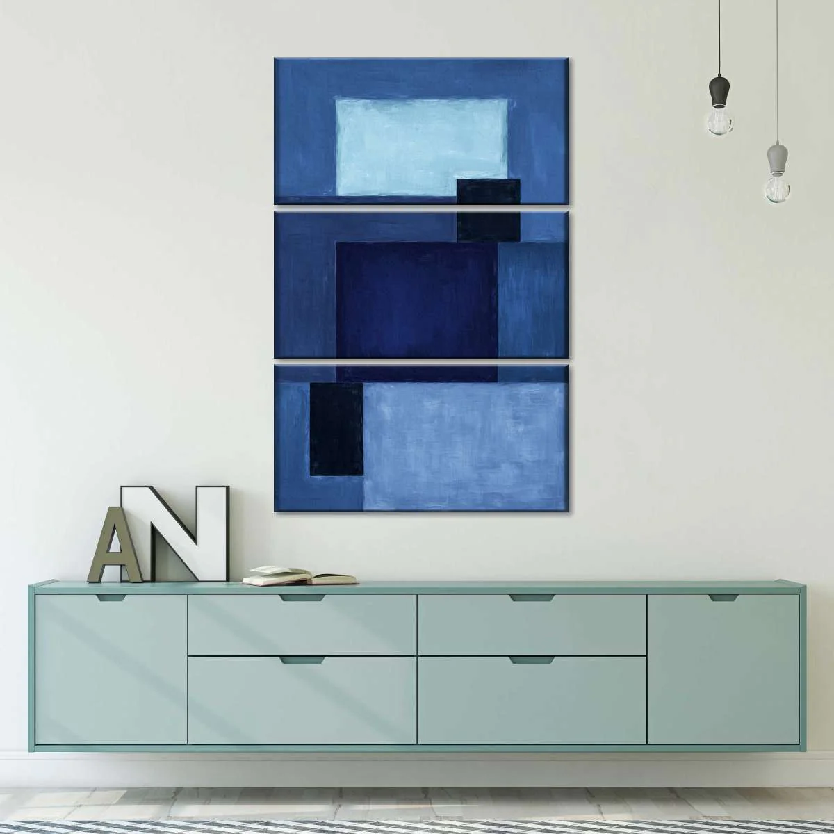 Blue Block Abstract Wall Art - Image 4