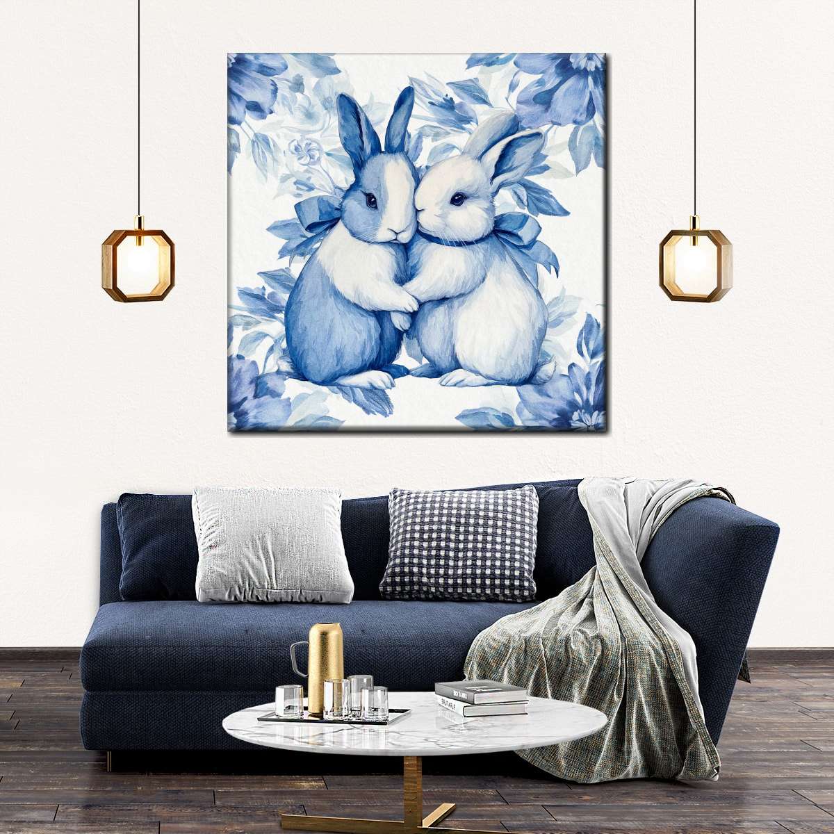 Blue Bunny Pair Wall Art - Image 3