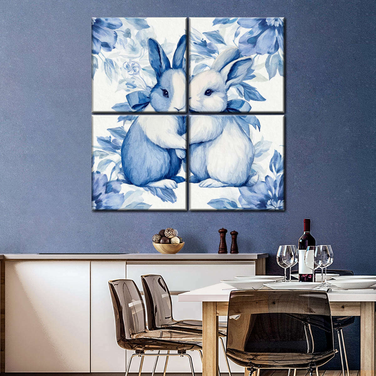 Blue Bunny Pair Wall Art - Image 4