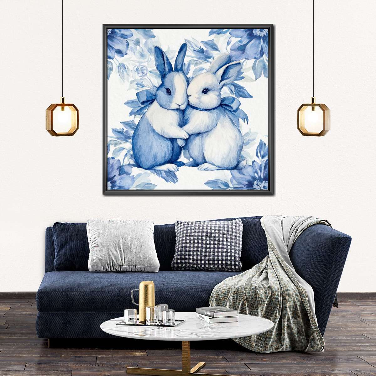 Blue Bunny Pair Wall Art - Image 5
