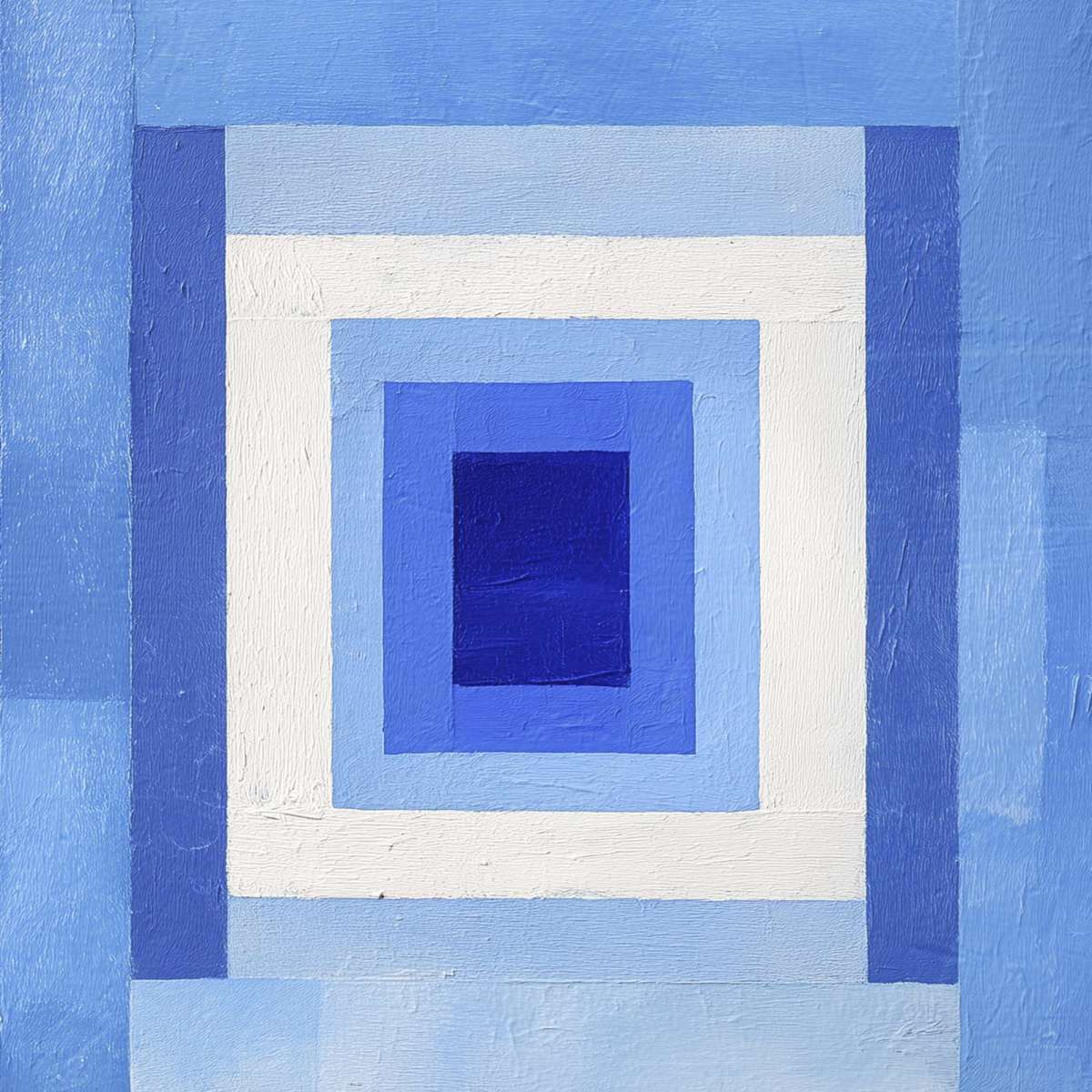 Blue Concentric Squares Abstract Wall Art - Image 2