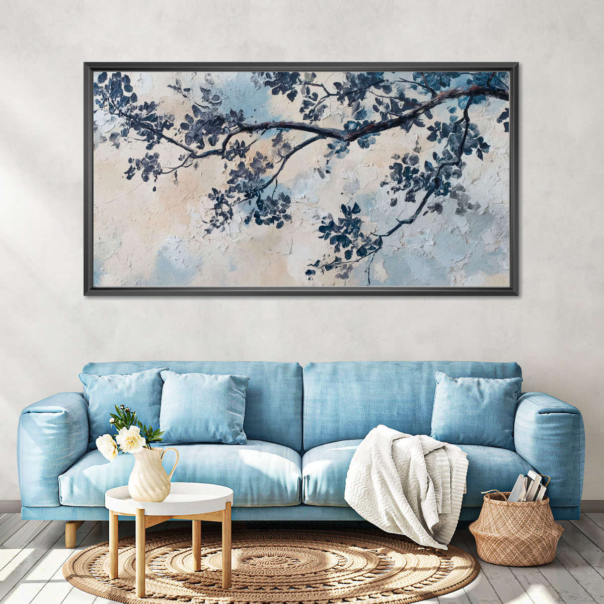 Blue Tree Silhouette Wall Art - Image 3