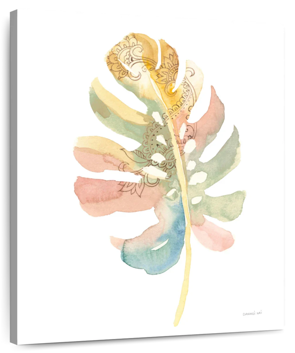 Boho Tropical Leaf II On White Wall Art
