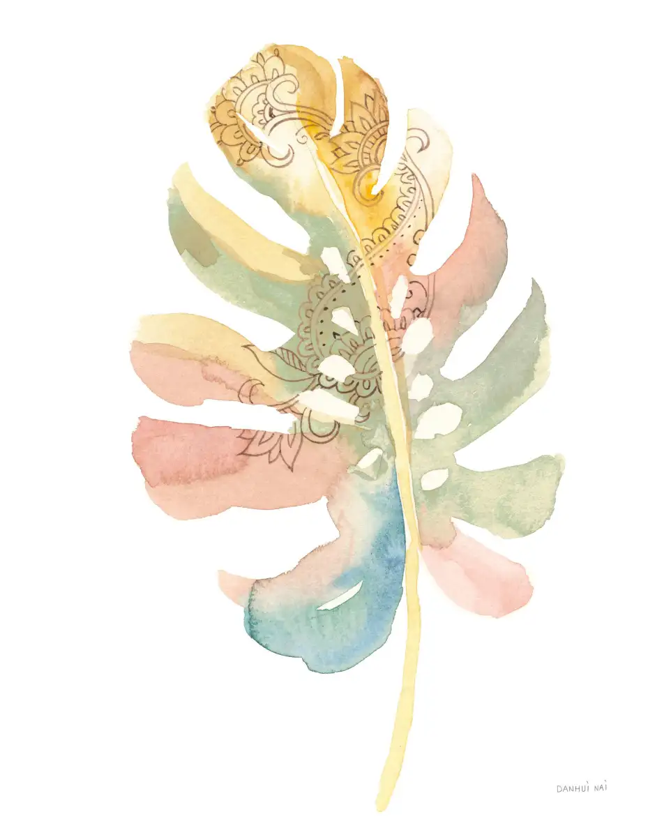 Boho Tropical Leaf II On White Wall Art - Image 9