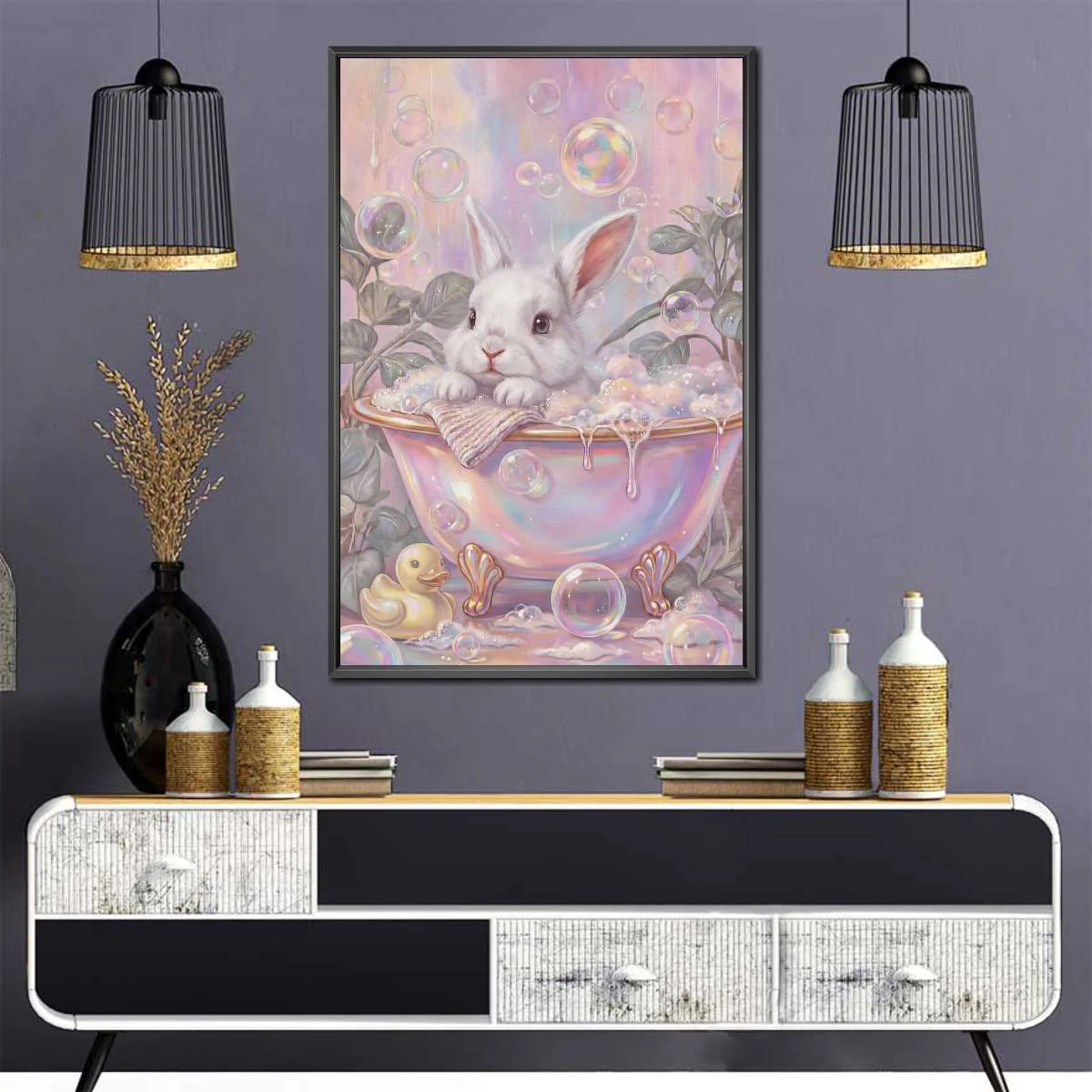 Bunny in a Bubble Bath Wall Art - Image 5
