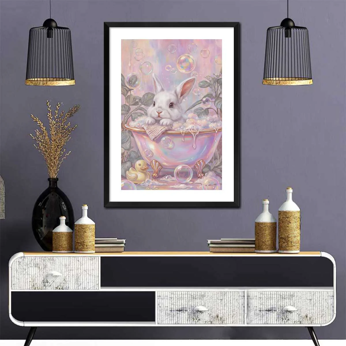 Bunny in a Bubble Bath Wall Art - Image 6