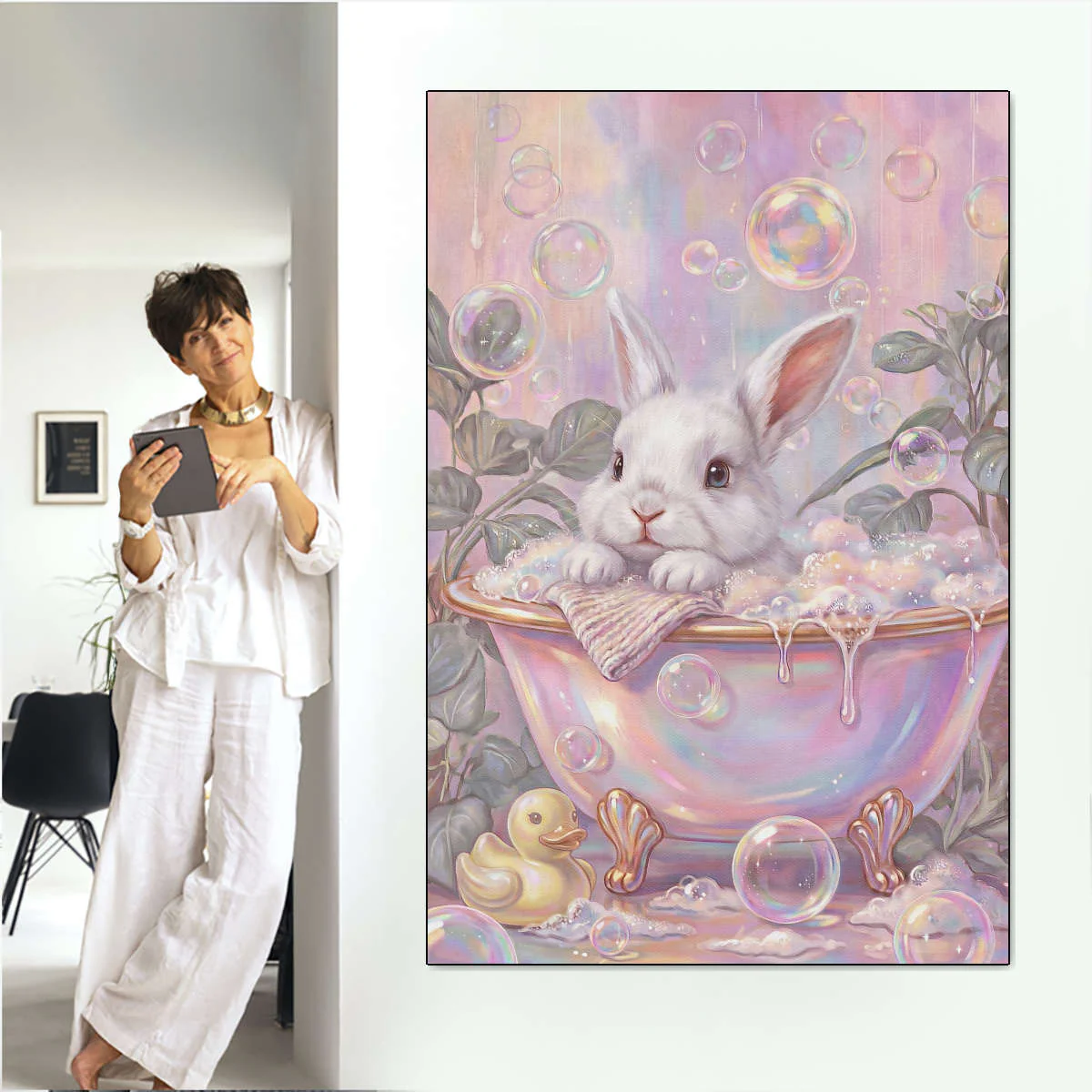 Bunny in a Bubble Bath Wall Art - Image 7