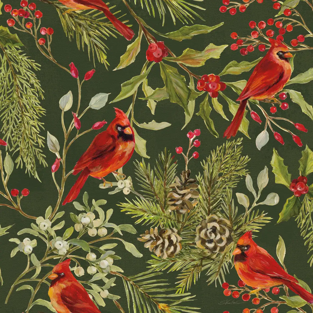 Cardinal Christmas Pattern IB Wall Art - Image 12