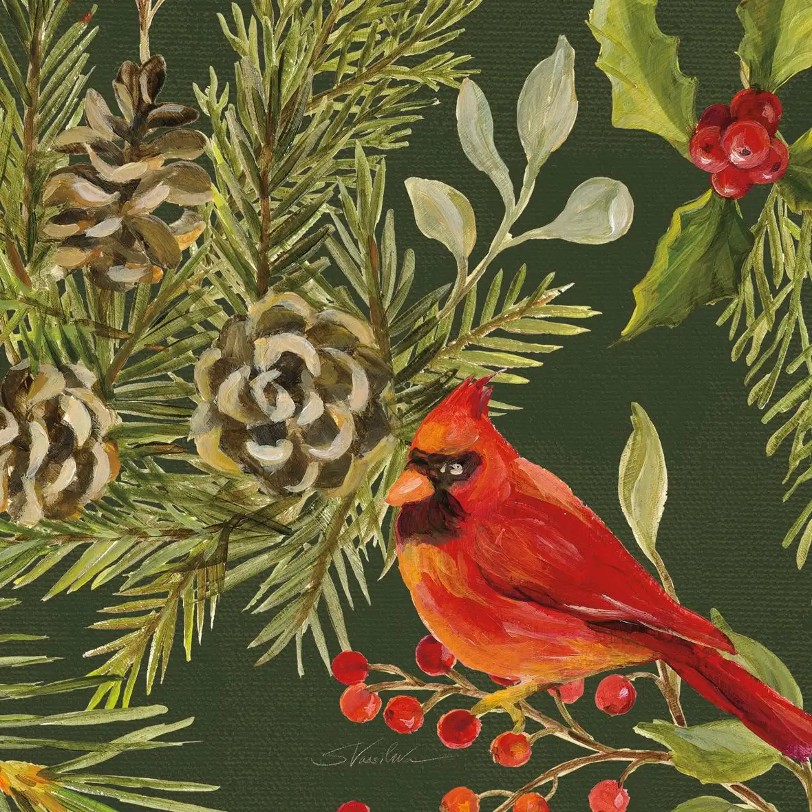 Cardinal Christmas Pattern IB Wall Art - Image 17