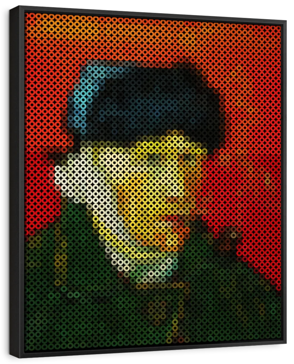 Classic Portrait Rendered in Halftone Dot Pattern Wall Art - Image 6