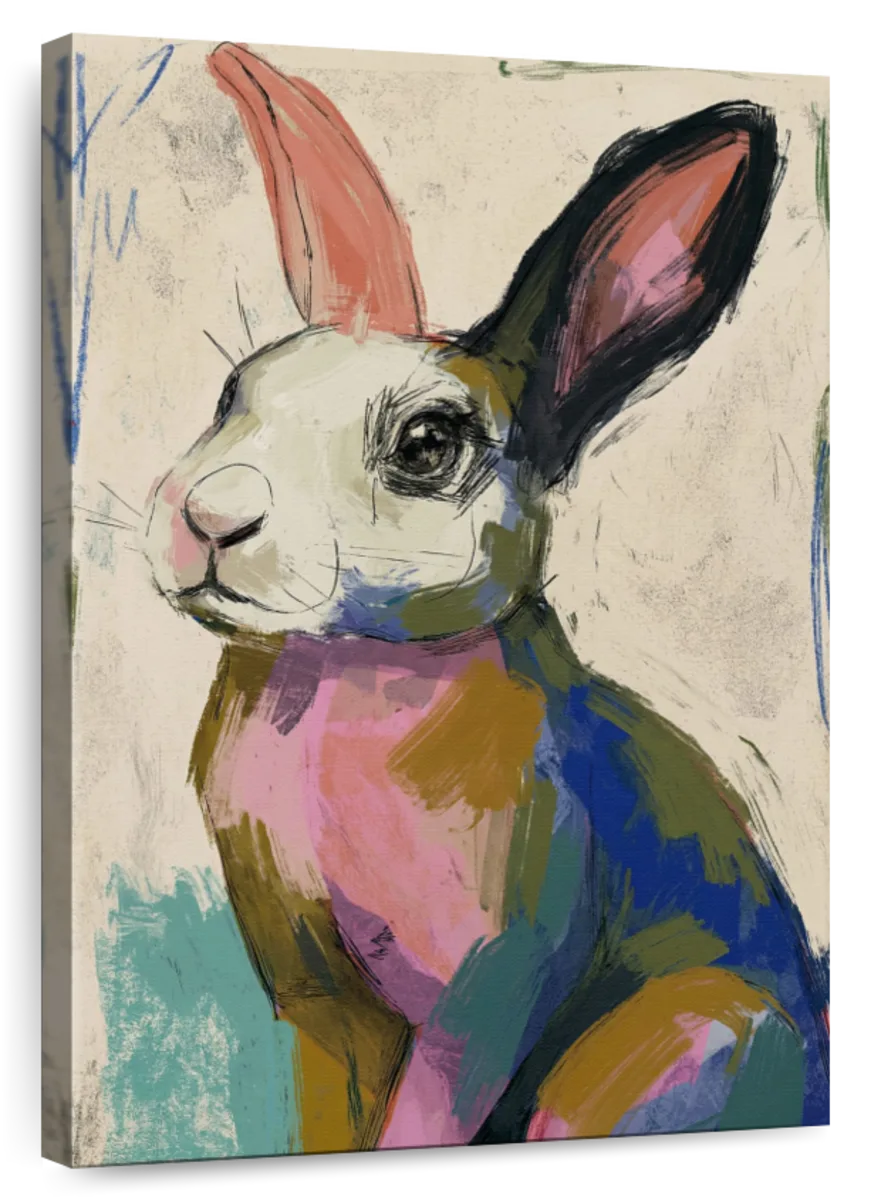 Colorful Standing Bunny Wall Art