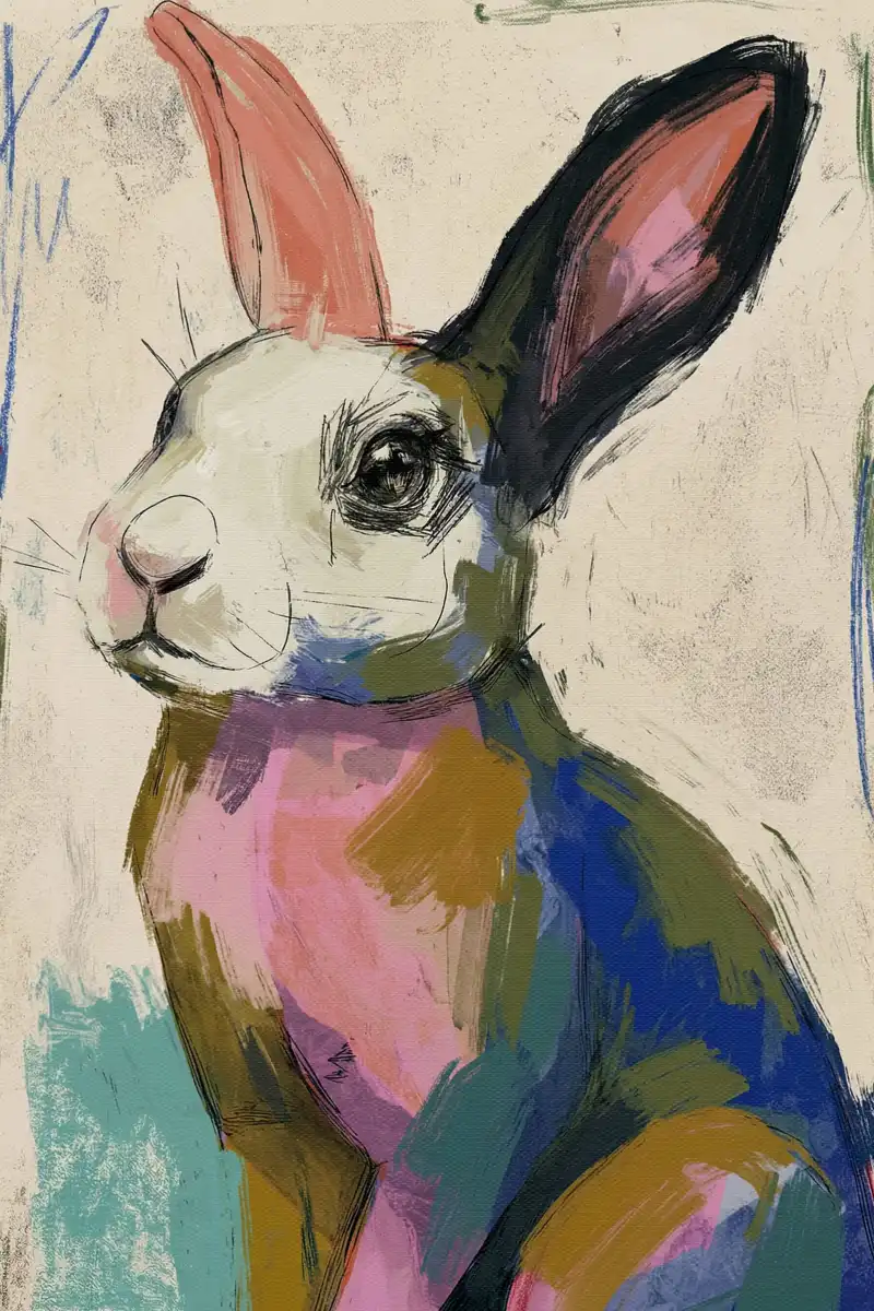 Colorful Standing Bunny Wall Art - Image 12