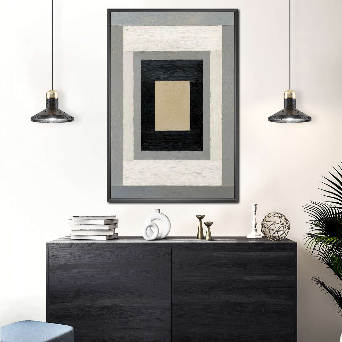 Concentric Rectangles in Gray and Black Wall Art - Image 5