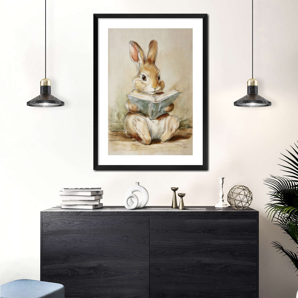 Curious Rabbit Reading a Book Wall Art - Image 10