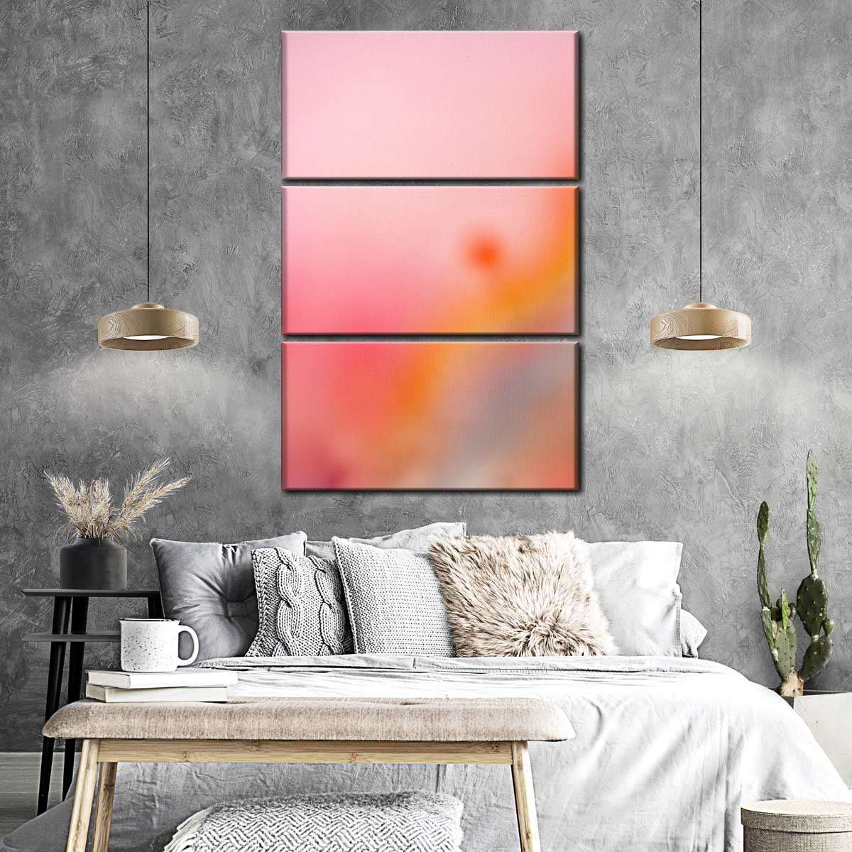 Diffuse Haze Pink and Orange Abstract Wall Art - Image 4