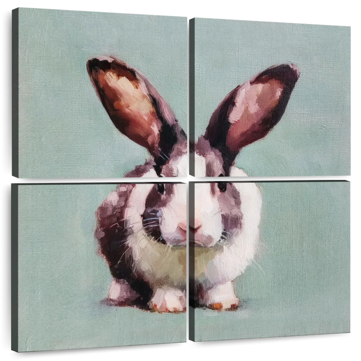 Dutch Rabbit on Teal Background Wall Art - Image 9