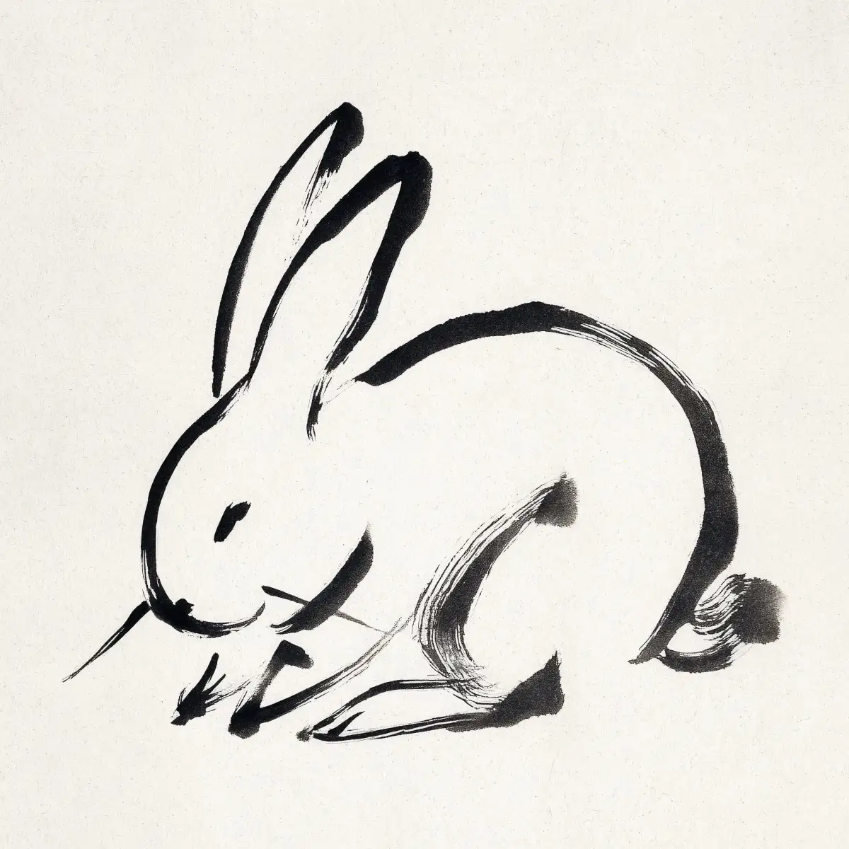 Dynamic Black Brushstroke Rabbit Art Wall Art - Image 14