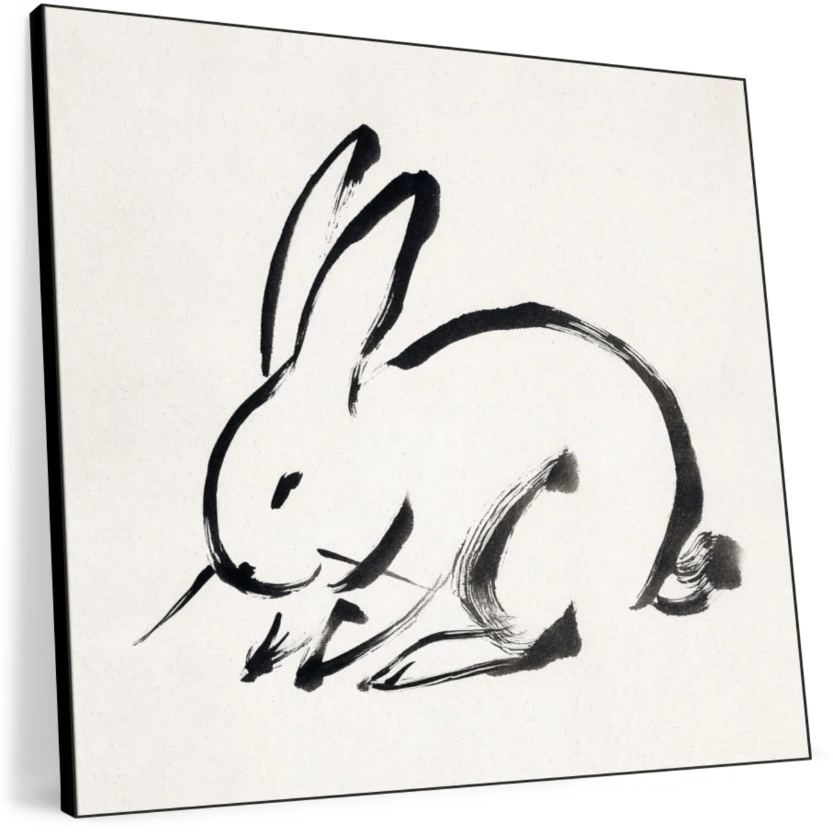 Dynamic Black Brushstroke Rabbit Art Wall Art - Image 24