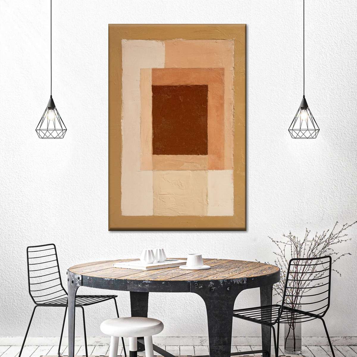 Earthy Nested Rectangles Abstract Wall Art - Image 3
