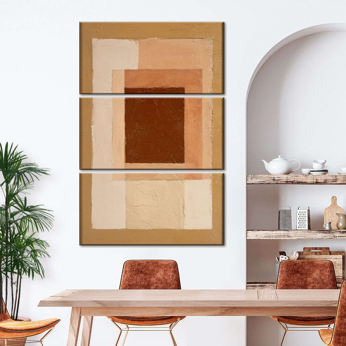 Earthy Nested Rectangles Abstract Wall Art - Image 4