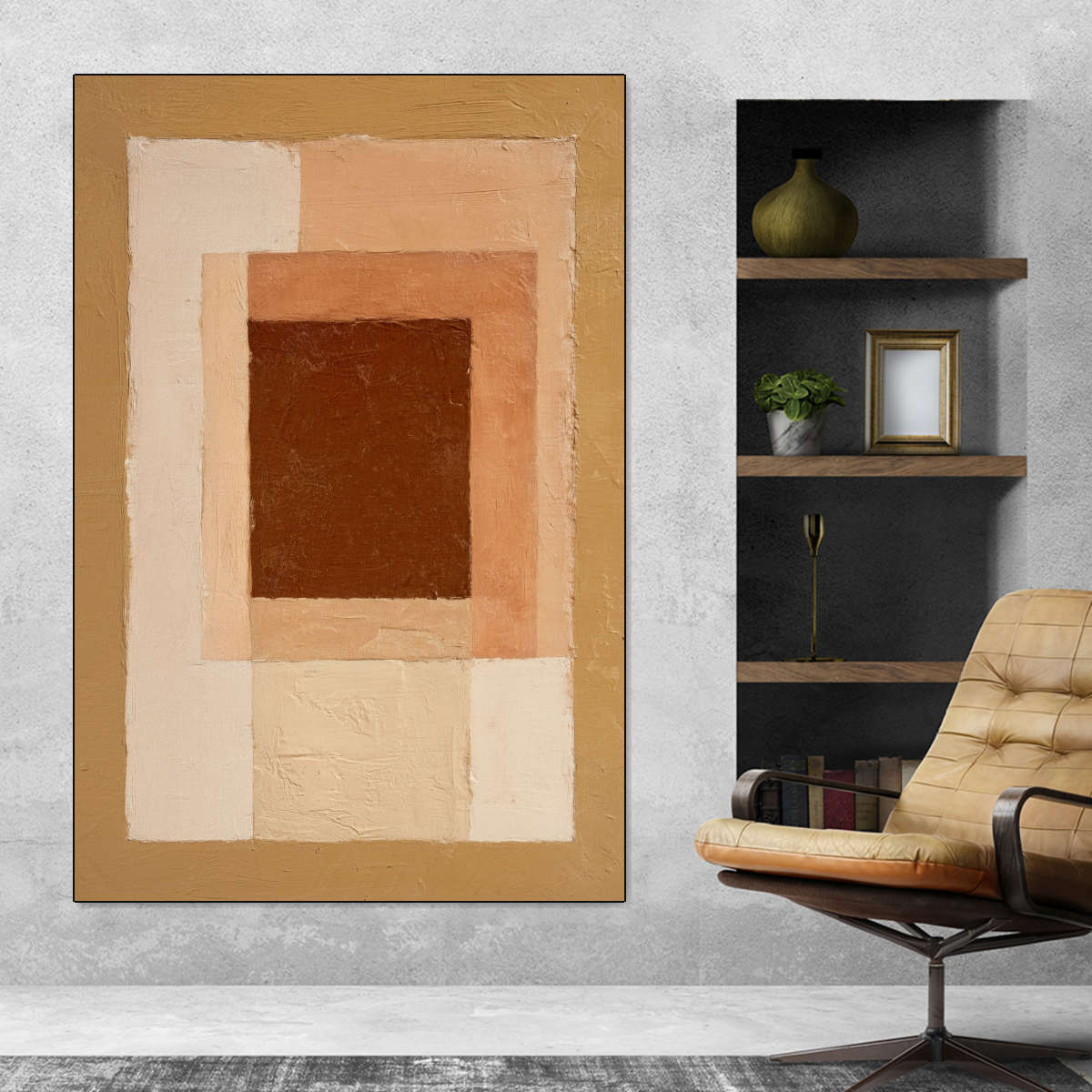 Earthy Nested Rectangles Abstract Wall Art - Image 7