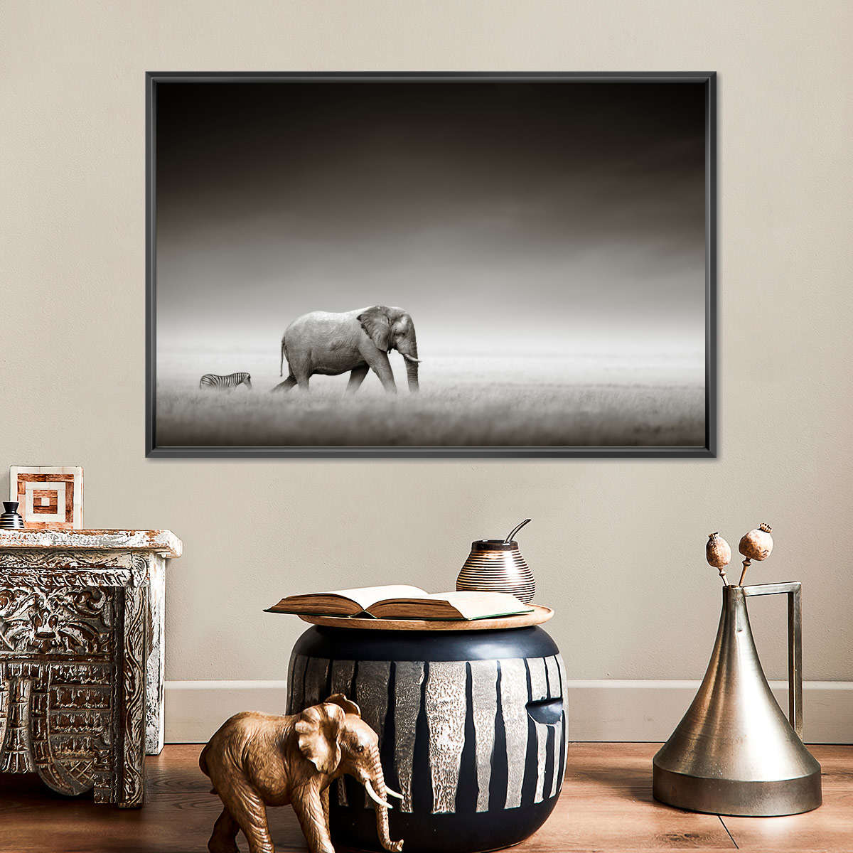 Elephant With Zebra Wall Art - Image 4
