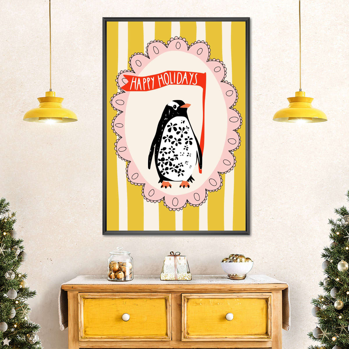Festive Penguin Portrait Wall Art - Image 4