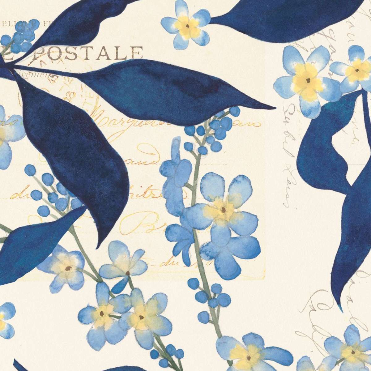 Fleurs Dor Et Bleu Collection C Wall Art - Image 2