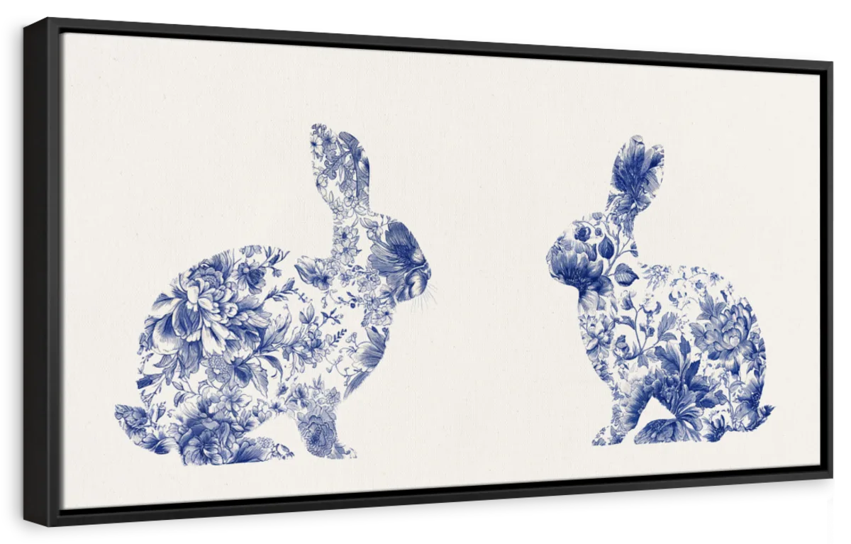 Floral Rabbit Pair Wall Art - Image 11