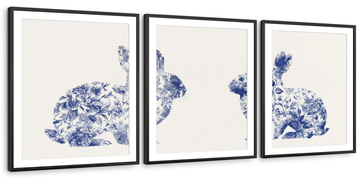 Floral Rabbit Pair Wall Art - Image 12