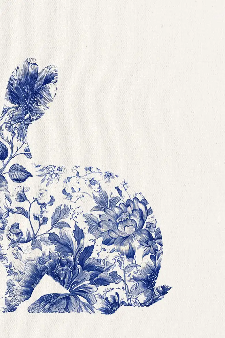 Floral Rabbit Pair Wall Art - Image 18