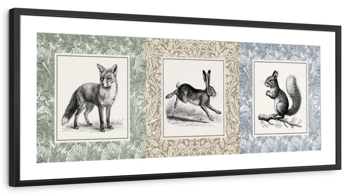 Forest Animals Vintage Illustration Triptych Wall Art - Image 13