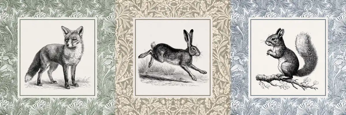 Forest Animals Vintage Illustration Triptych Wall Art - Image 15