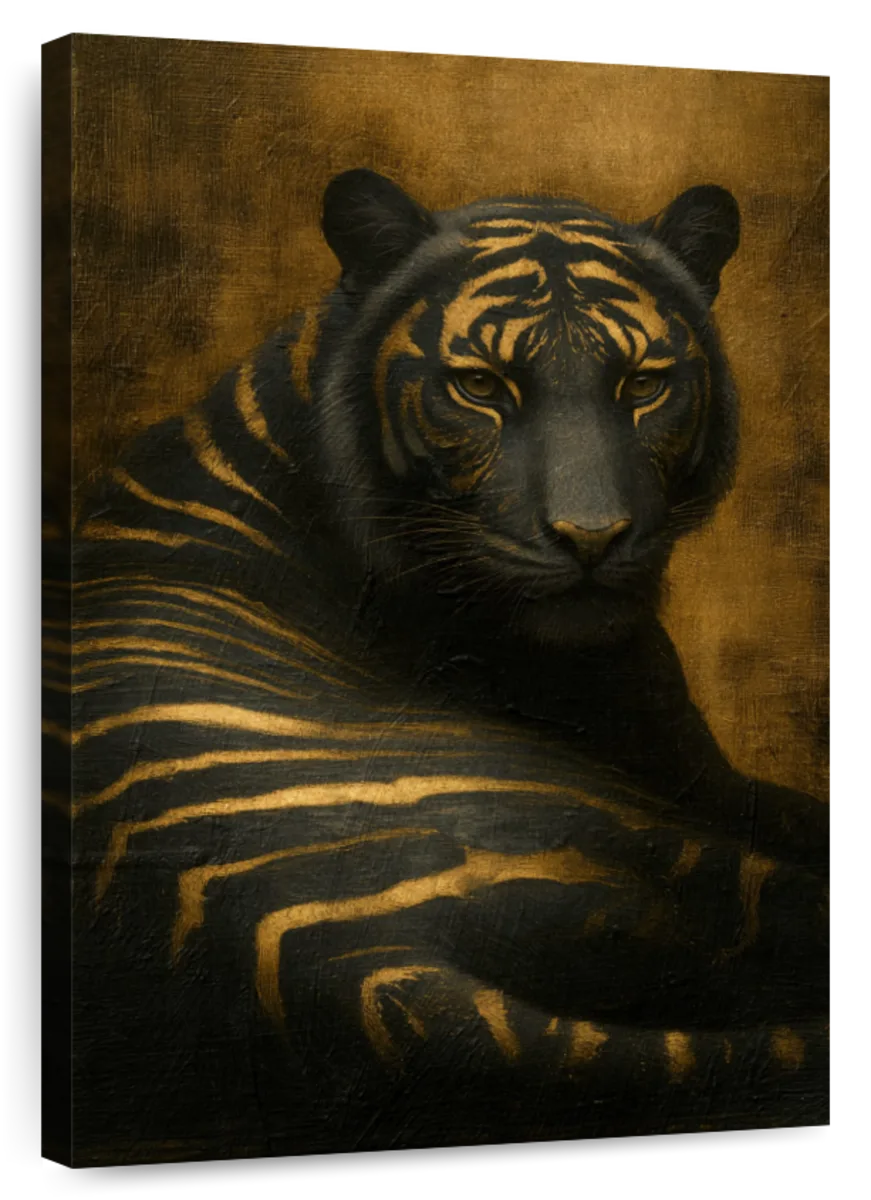 Gilded Black Tiger Wall Art
