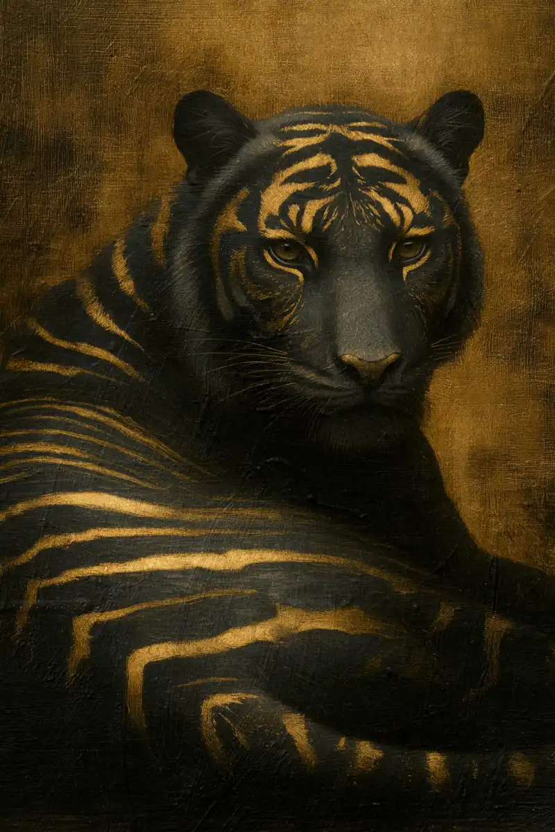Gilded Black Tiger Wall Art - Image 10