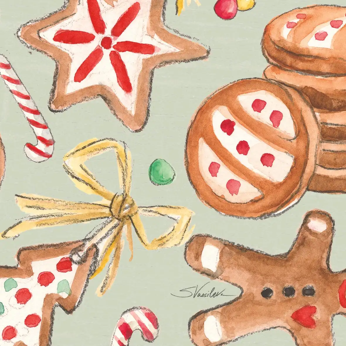 Gingerbread Christmas Pattern ID Wall Art - Image 34