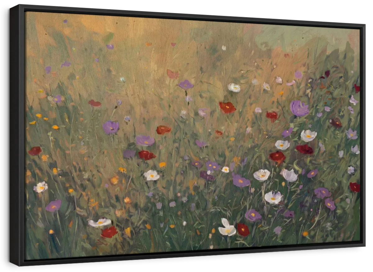 Golden Hour Wildflower Field Painting Wall Art - Image 12