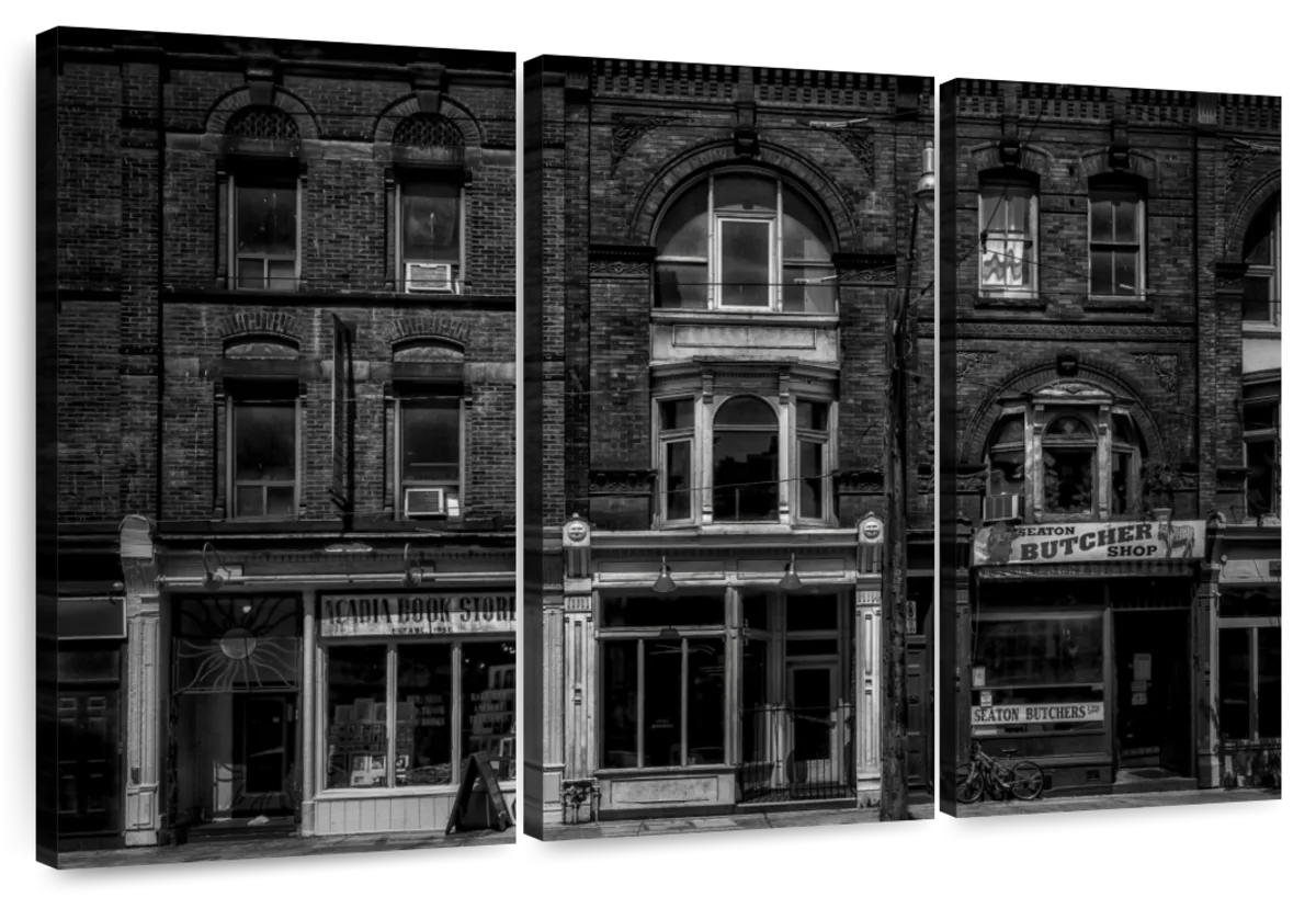 Historic Downtown Storefronts in Black and White Wall Art - Image 10