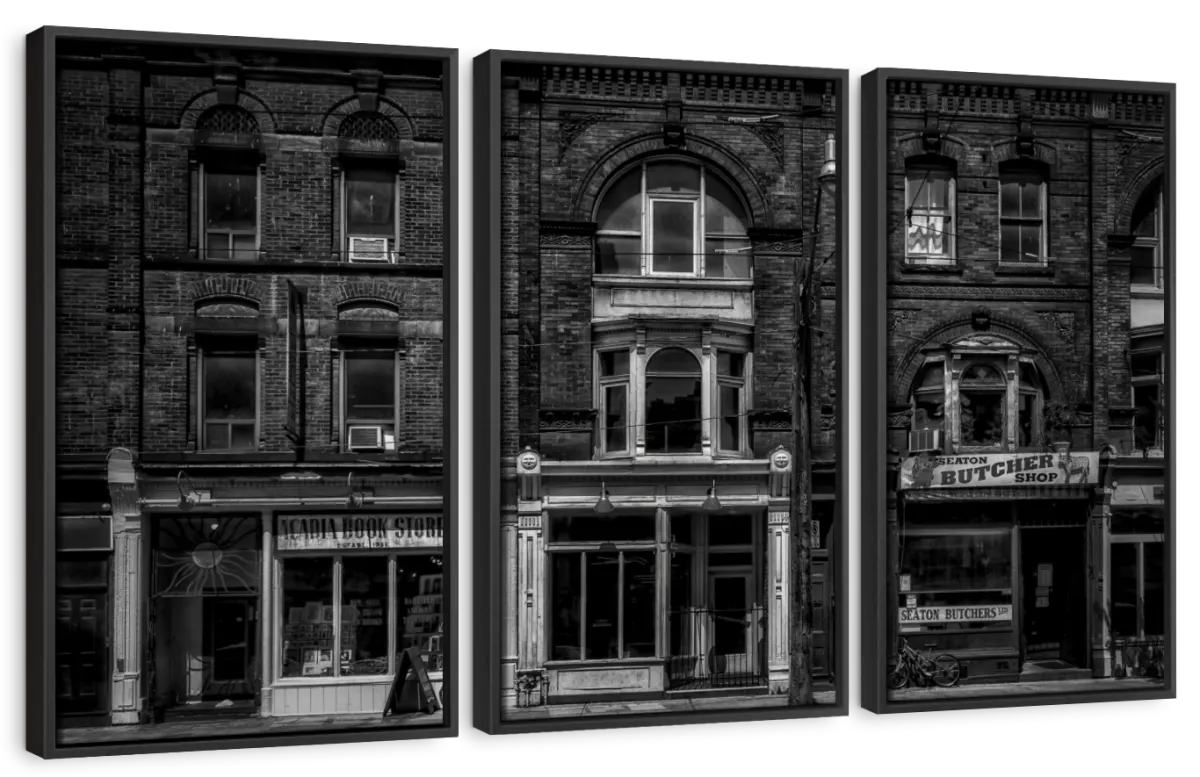 Historic Downtown Storefronts in Black and White Wall Art - Image 11