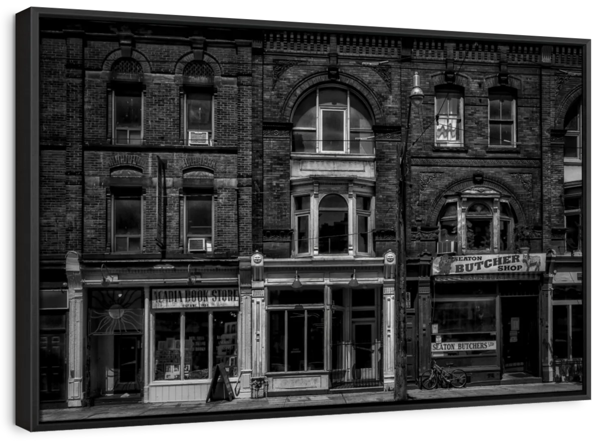 Historic Downtown Storefronts in Black and White Wall Art - Image 12