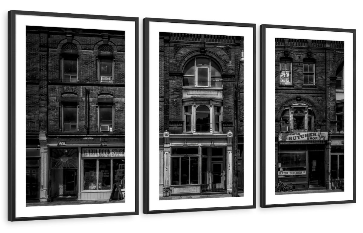 Historic Downtown Storefronts in Black and White Wall Art - Image 13