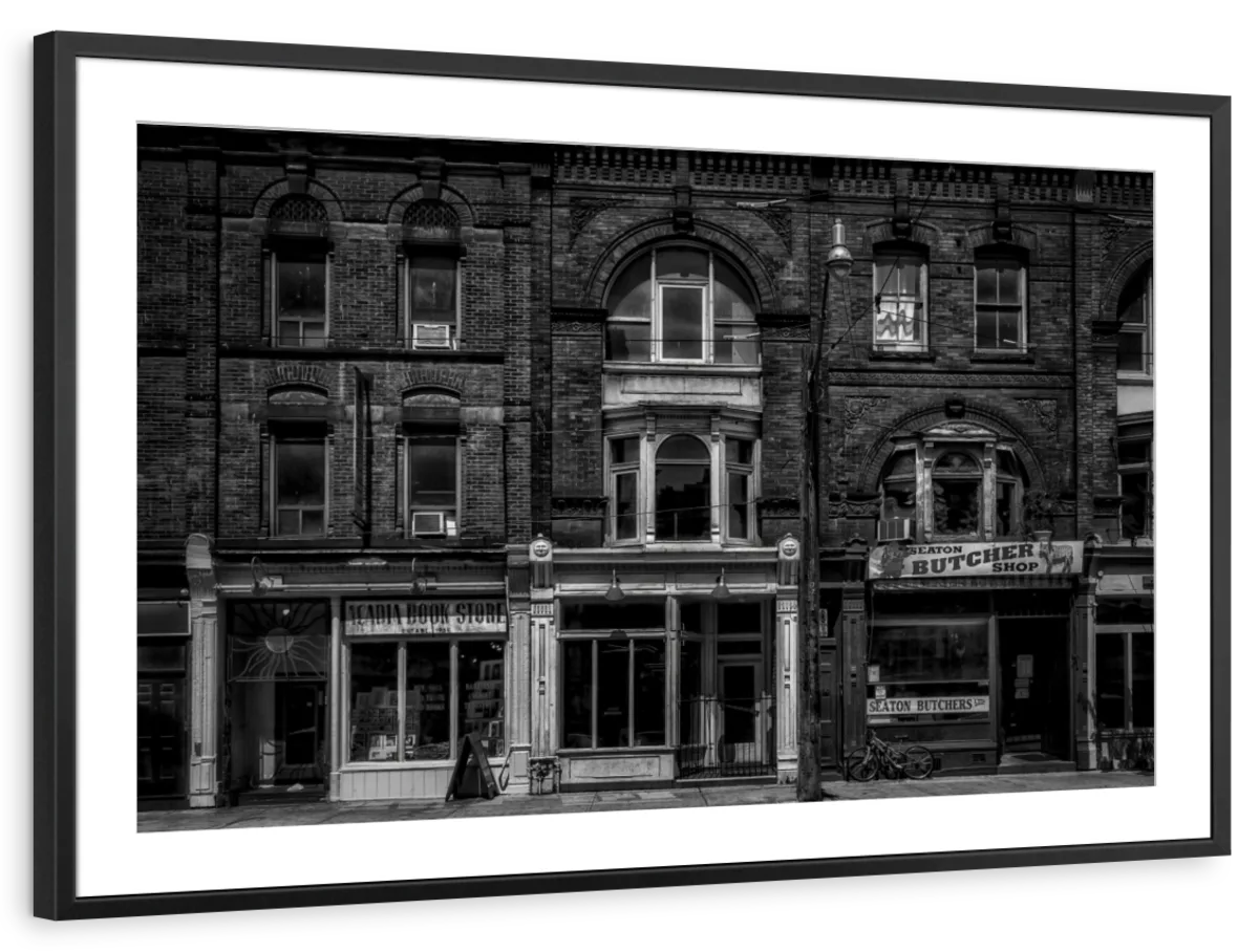 Historic Downtown Storefronts in Black and White Wall Art - Image 14