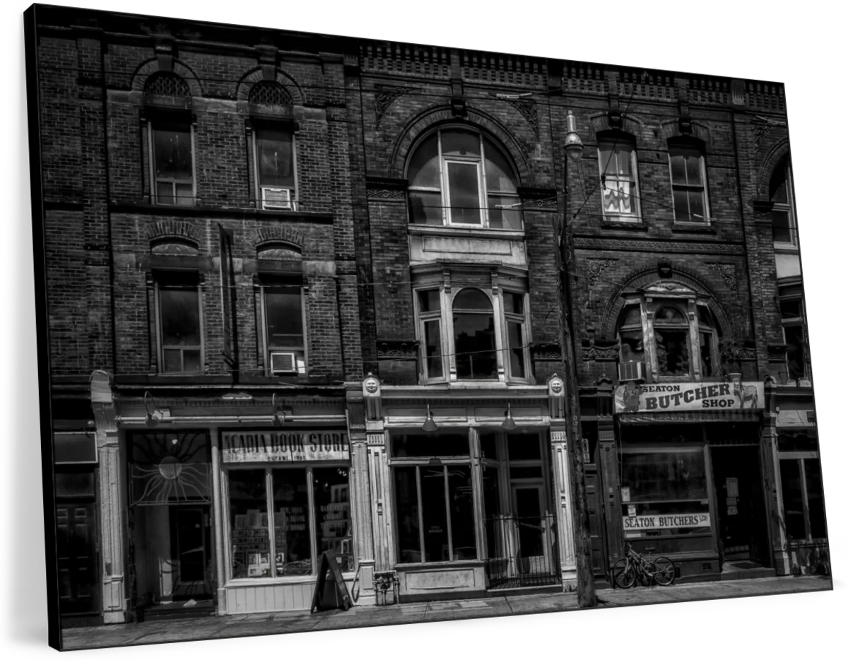 Historic Downtown Storefronts in Black and White Wall Art - Image 15