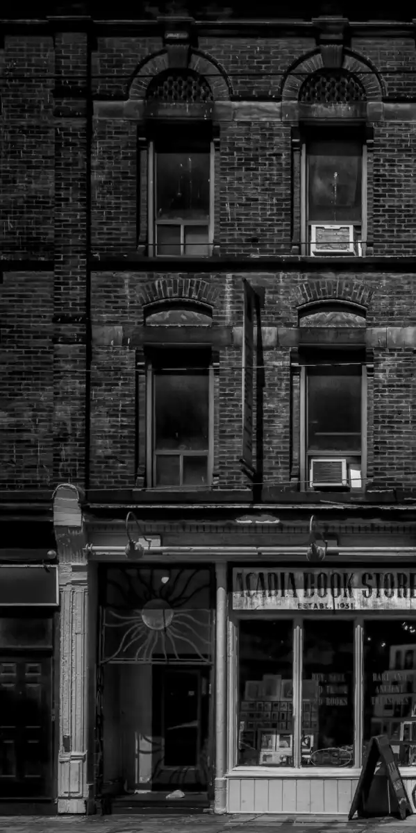 Historic Downtown Storefronts in Black and White Wall Art - Image 18