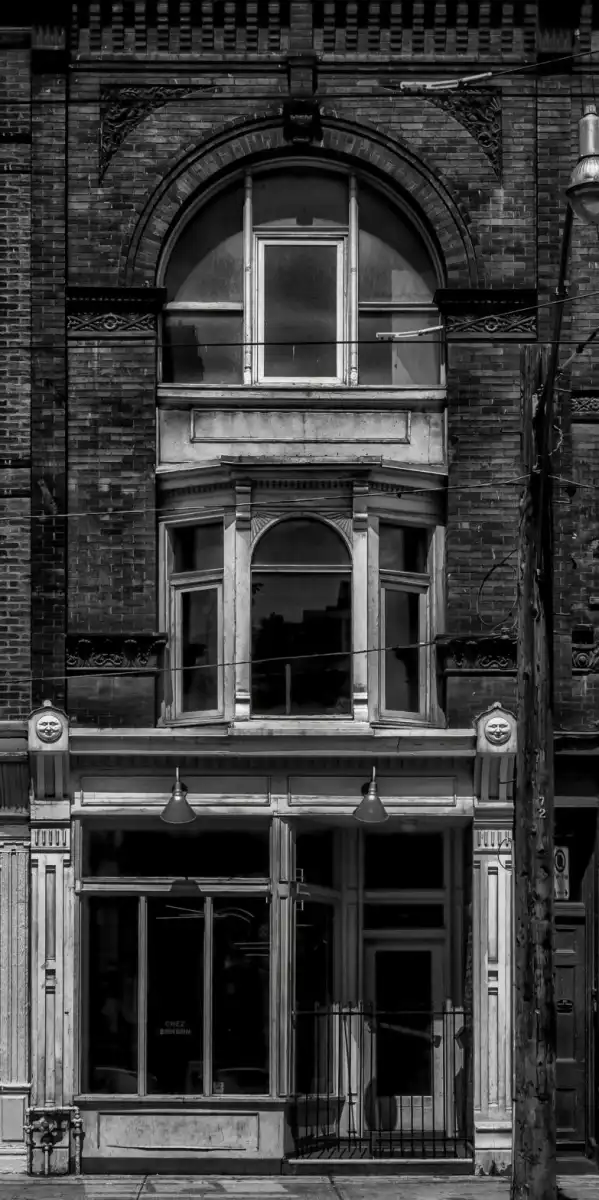 Historic Downtown Storefronts in Black and White Wall Art - Image 19